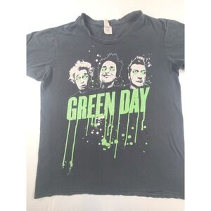 Bay Island Green Day Band T-Shirt Mens Large Black Neon Green Drip Graphic 2011